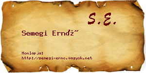 Semegi Ernő névjegykártya